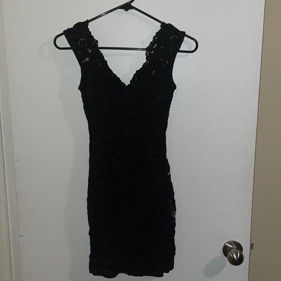 Ladies black lace mini dress